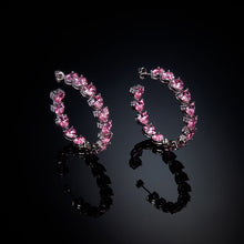 Load image into Gallery viewer, chiara ferragni pink infinity love diamond rose heart stones hoop earring
