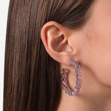 Load image into Gallery viewer, chiara ferragni pink infinity love diamond rose heart stones hoop earring
