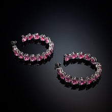 Load image into Gallery viewer, chiara ferragni pink infinity love diamond rose heart stones hoop earring
