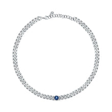 Load image into Gallery viewer, chiara ferragni chain necklace small chain with blue stone and white crystals 33cm + 7
