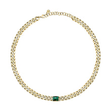 Load image into Gallery viewer, chiara ferragni chain necklace yg small chain with emerald stone and white crystals 38cm + 4
