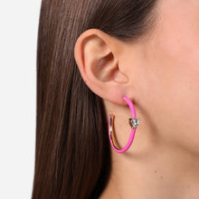 Load image into Gallery viewer, chiara ferragni love parade pink enamel  hoop earring
