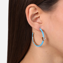Load image into Gallery viewer, chiara ferragni love parade blue enamel  hoop earring
