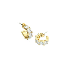 Load image into Gallery viewer, chiara ferragni classic gold plated crystal hoop earring 16mm
