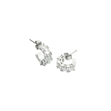 Load image into Gallery viewer, chiara ferragni classic silver plated crystal hoop earring 12.8mm
