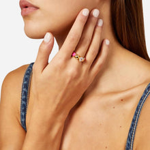 Load image into Gallery viewer, chiara ferragni cuoricino neon ring pink enamel ipg wh cz
