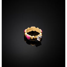 Load image into Gallery viewer, chiara ferragni cuoricino neon ring pink enamel ipg wh cz
