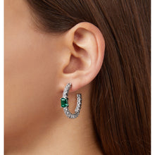 Load image into Gallery viewer, chiara ferragni emerald earrings emerald cut 7*5mm, size 30mm silver colour
