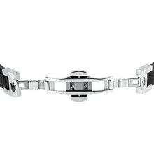 Load image into Gallery viewer, maserati jewels leather stainless steel bracelet blk leather blk 6.5x5.5cm
