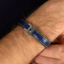 Load image into Gallery viewer, maserati jewels leather stainless steel bracelet blue leather blu 6.5x5.5cm
