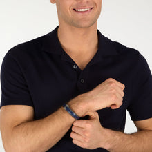 Load image into Gallery viewer, maserati jewels leather stainless steel bracelet blue leather blu 6.5x5.5cm
