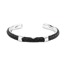 Load image into Gallery viewer, maserati jewels leather bangle ss leather blk 6.5x5.5cm
