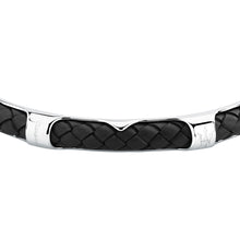 Load image into Gallery viewer, maserati jewels leather bangle ss leather blk 6.5x5.5cm

