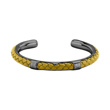 Load image into Gallery viewer, maserati jewels leather bangle ss dg leath ye 6.5x5.5cm
