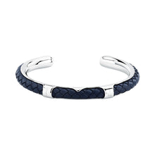 Load image into Gallery viewer, maserati jewels leather bangle ss leather blue 6.5x5.5cm
