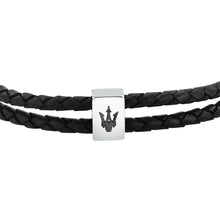 Load image into Gallery viewer, maserati jewels leather stainless steel bracelet dg leather black 38+3cm
