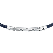 Load image into Gallery viewer, maserati jewels leather stainless steel bracelet black leather blue 38+3cm

