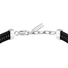 Load image into Gallery viewer, maserati jewels leather bracelet stainless steel black recycled leather black 19+3cm
