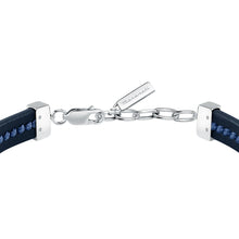 Load image into Gallery viewer, maserati jewels leather bracelet stainless steel blu recycled leather black 19+3cm
