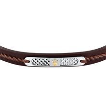 Load image into Gallery viewer, maserati jewels leather bracelet stainless steel gold plated recycled leather 19+3cm
