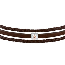 Load image into Gallery viewer, maserati jewels leather bracelet stainless steel rose gold plated recycled leather 19+3cm
