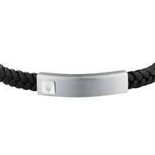 Load image into Gallery viewer, maserati jewels leather bracelet stainless steel recycled leather black 19+3.5cm
