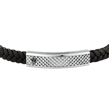 Load image into Gallery viewer, maserati jewels leather bracelet stainless steel recycled leather black 19+3.5cm
