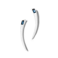Load image into Gallery viewer, uno de 50 a tickle with a feather 5mm earring in metal clad with silver with  swarovski� elements.
