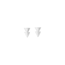 Load image into Gallery viewer, uno de 50 double sense 2mm silver plated metals alloy earring with two overlapping triangles.

