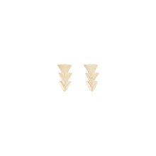 Load image into Gallery viewer, uno de 50 triple sense 2.5mm gold plated metals alloy earring with three overlapping triangles.
