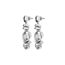 Load image into Gallery viewer, uno de 50 planets silver-plated metal alloy earring with two moon-shaped charm and amazonite

