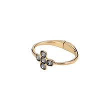Load image into Gallery viewer, uno de 50 oh lord! gold-plated metal alloy cast-iron bracelet with hidden spring and 5 cross-shaped grey crystals

