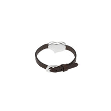 Load image into Gallery viewer, uno de 50 uno heart brown leather bracelet with heart-shaped silver-plated metal alloy charm
