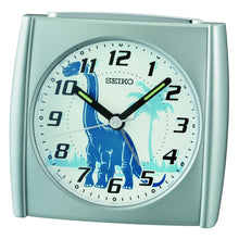 Load image into Gallery viewer, seiko quartz bedside silver brachiosaurus beep alarm clock
