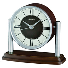 Load image into Gallery viewer, seiko quartz mantel aluminium &amp; wood clock
