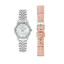 Load image into Gallery viewer, lucien rochat boxed set ladies quartz stainless stee lmop dial bracelet watch &amp; pink strap
