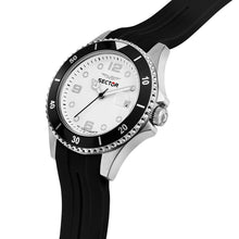 Load image into Gallery viewer, sector 230 39mm 3h white dial black silicone strap
