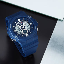 Load image into Gallery viewer, sector digital dual time, chime, stopwatch, navy silicone watch

