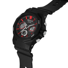 Load image into Gallery viewer, sector digital dual time, chime, stopwatch, black silicone watch
