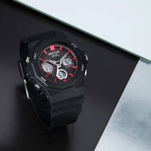 Load image into Gallery viewer, sector digital dual time, chime, stopwatch, black silicone watch
