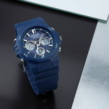 Load image into Gallery viewer, sector digital dual time, chime, stopwatch, navy silicone watch
