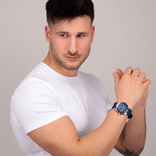 Load image into Gallery viewer, sector  450 41mm 3 hand blue dial blue silicone strap watch
