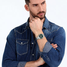 Load image into Gallery viewer, sector quartz multi function stainless steel green dial bracelet watch
