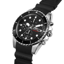 Load image into Gallery viewer, sector  450 43mm chronograph black dial black silicone strap watch
