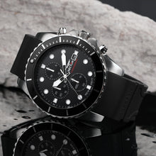 Load image into Gallery viewer, sector  450 43mm chronograph black dial black silicone strap watch
