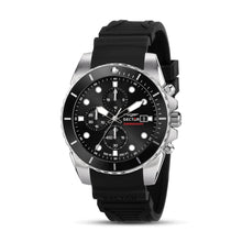 Load image into Gallery viewer, sector  450 43mm chronograph black dial black silicone strap watch

