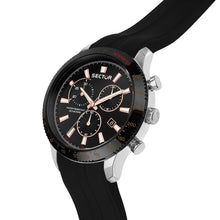 Load image into Gallery viewer, sector  270 45mm chronograph black dial black silicone strap watch
