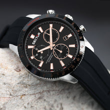 Load image into Gallery viewer, sector  270 45mm chronograph black dial black silicone strap watch
