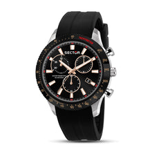 Load image into Gallery viewer, sector  270 45mm chronograph black dial black silicone strap watch
