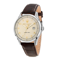 Load image into Gallery viewer, maserati sorpasso 42mm 3h ivory dial brown strap
